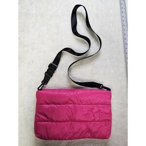 Nordstrom Puffy Pink Quilted Crossbody Purse Snap Close Adjustable Strap